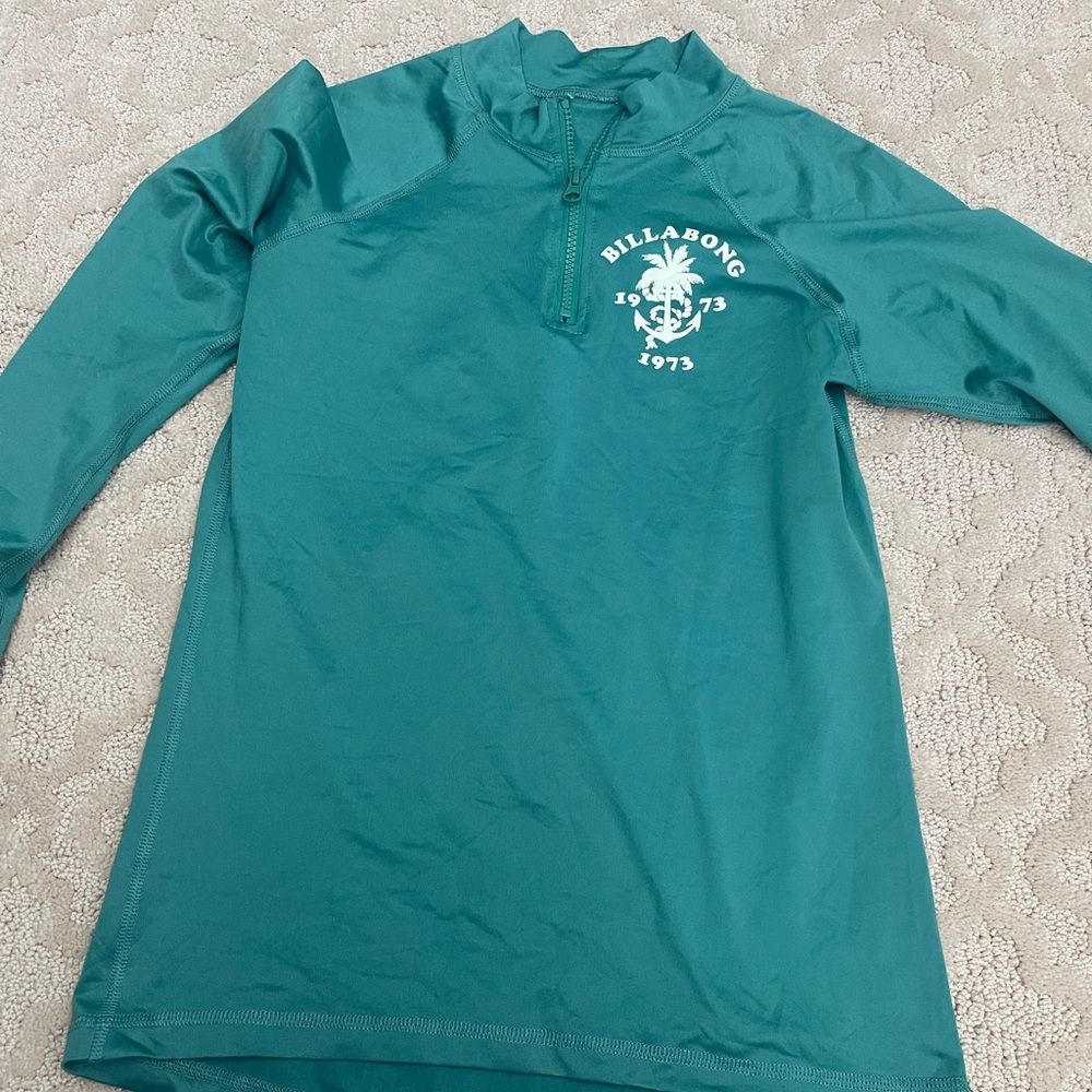 Billabong Teal Long-Sleeve Quarter-Zip Rash Guard